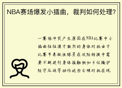 NBA赛场爆发小插曲，裁判如何处理？